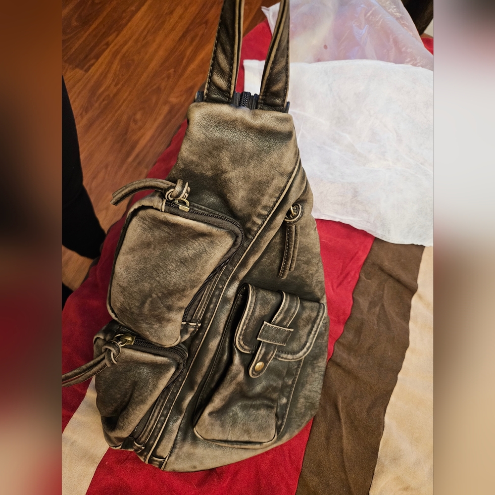 Stylish Brown Distress Leather Backpack Bag